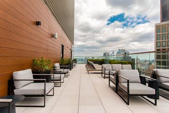 Resident rooftop with city views